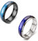 EUMENIDES stimmungsring,Farbwechselring，Farbwechselringe für Herren und Damen, temperaturempfindliche Farbwechselringe, personalisierte Mode-Paarringe, (Schwarz + Silber, C 61mm（19.5）)
