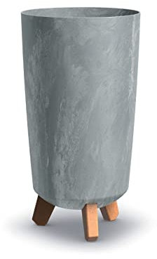 URBN GARDEN Tall Slim Concrete Look Plastic Planter Flower Soil Pot Indoor Outdoor With Legs