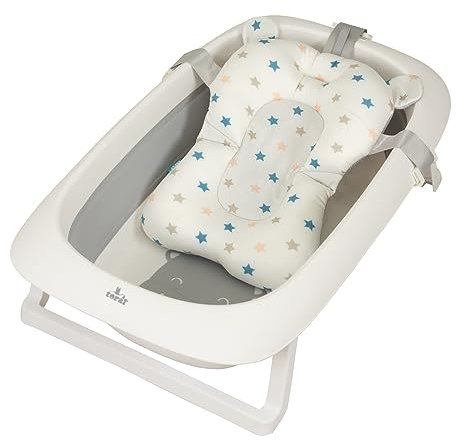 Toral Bañera Bebe con Cojín Comoda, Facil de Guardar, con Tapón Indicador de Temperatura y Patas Antideslizantes - Bañera Bebé Plegable Portatil - Asiento Bañera Bebe modelo Eclipse