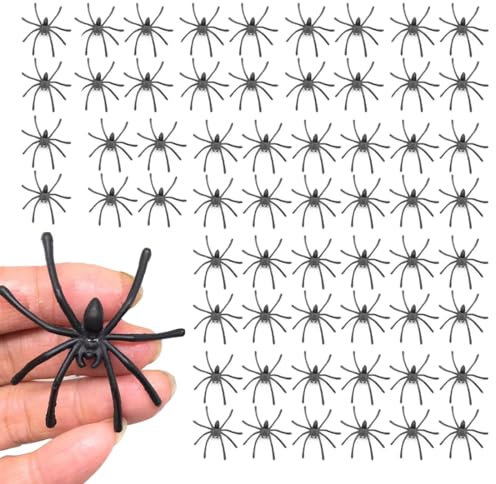 Tadipri Spinne Halloween Deko - Halloween Spinne 60 STK Fake Spinne,Halloween Spinne Grusel Dekoration für Garten,Esstisch,Tür,Decke,Fenster,Halloweenparty