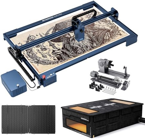 ATOMSTACK A20 MAX Laser Graviermaschine mit FB2 Plus Schutzbox, F3 Plus Matrix-Arbeitstisch, R1 Pro Roller - 20W Ausgangsleistung Dual Laser Cutter Lasergravierer für Holz/Glas/Metall/Holz