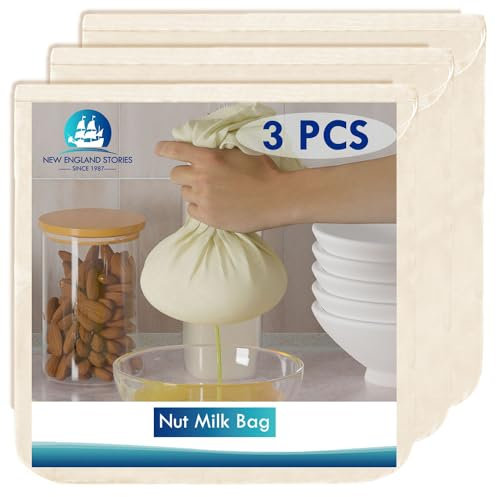 3 PCS Cheese Cloth Bag for Straining, 14x14 Inch Nut Milk Bags,100% Cotton Unbleached Muslin Cloth Strainer for Cooking, Baking, Juicing, Cheese Making