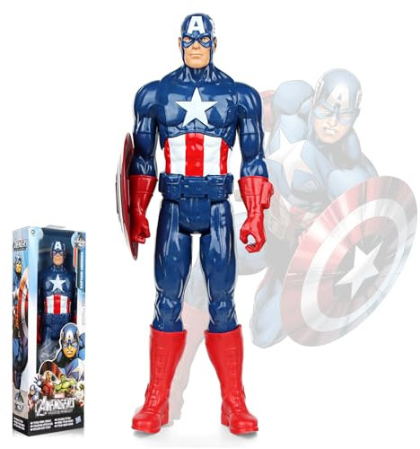 Powmag Captain Figuren Charakter Modell, Marvel Avengers Titan Hero Serie Captain America Figur 30 cm, Actionfiguren Spielzeug Geschenke für Kinder ab 4 Jahren