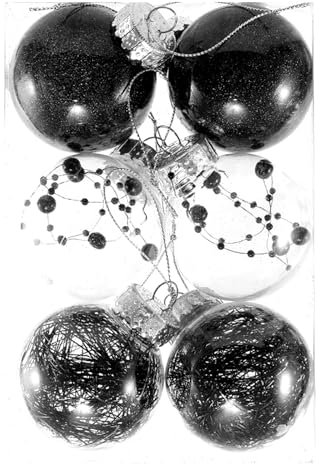 6 Pezzi palla di Natale infrangibile ornamenti palla di Natale con stringhe di plastica albero di Natale decorazioni palla appendere palle Baubles Balls (Nero)