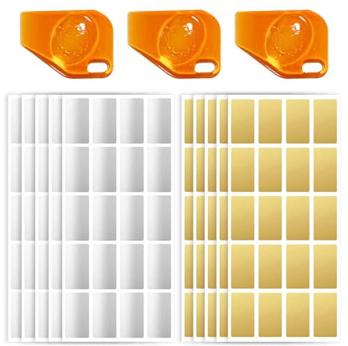 10 Adesivi E 3 Coltellini per Gratta E Vinci - Etichette Rettangolari, Cartoline Adesive Oro E Argento