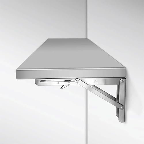 Wandklapptisch Drop-Leaf-Tisch Wandmontierter Klapptisch Platzsparender Schwebender Schreibtisch, Edelstahl 304, hält einem Gewicht von 150 kg Stand, 0.8 mm Dicke Platte (70 x 40 x 3 cm)
