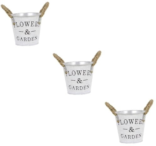 Ciieeo 3pcs Vintage Tin Bucket Flower Pot Iron Flower Barrel Indoor Plant Pot Vase Watering Can Decorative Home Ornament