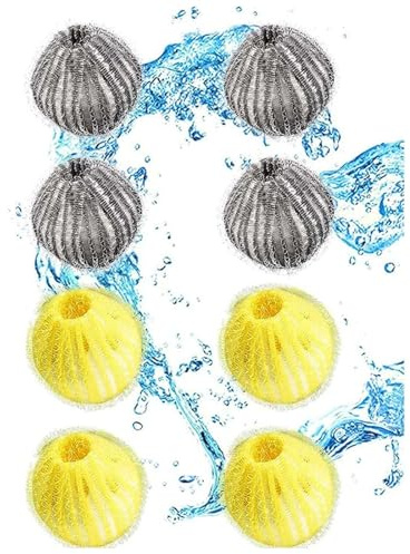 JYTDBCS 8 Pack Pet Hair Remover for Washing Machine, Lint Catcher, Dissolves Fur and Lint, Yellow and Gray, Manual Operation, Nylon and Plastic Material