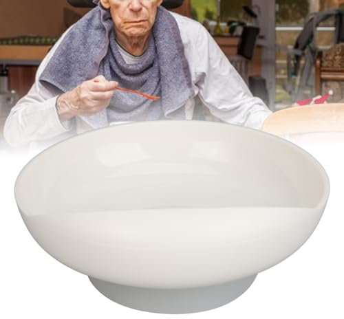 Plato Redondo a Prueba de Derrames, Vajilla Adaptable con Alimentación Automática, Utensilios para Comer con Base Antideslizante para Adultos Mayores Discapacitados con Parkinson