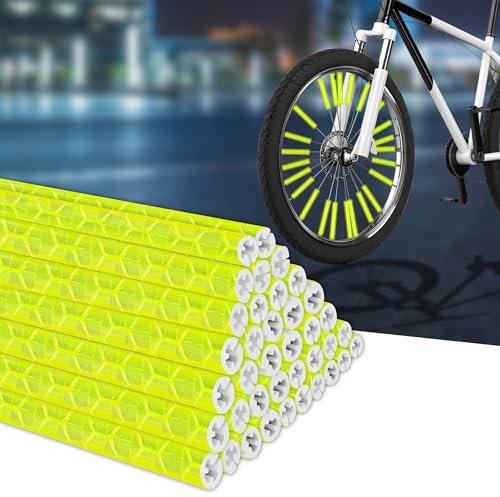 BellaGesundheit Pack 36 Fahrrad Speichenreflektoren, 360° Sichtreflektoren für Fahrrad, Alternative zu Katzenaugen, Fahrrad Reflektoren für gängige Speichenräder (gelb)