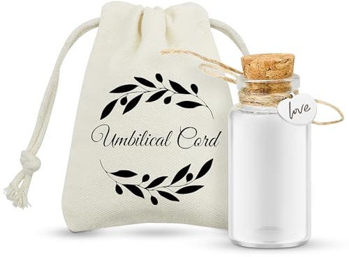 Umbilical Cord Keepsake Glass Bottle with Cork, Jar for Umbilical Cord/fetal Hair Storage and Memorial, Gift for Newborn Christening Baby Shower, Comes with Gift Bag (Love)