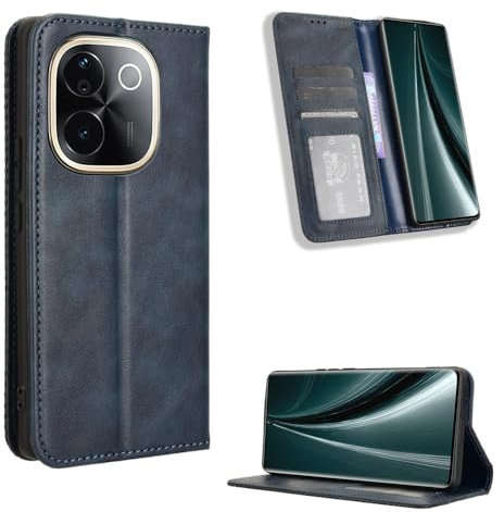 BellaCase iQOO Z9S Pro 5G Hülle [Brieftasche] [Klammerfunktion] [Kartenfächer] [Magnetic Flip Cover] Kompatibel mit iQOO Z9S Pro 5G Smartphone(Blau)