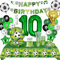 Fussball Geburtstag Deko 10 Jahre,Fussball Partygeschirr Set, Fußball Luftballon 10. Geburtstag,Geburtstagsdeko Jungen 10 Jahre,Pappteller Tischdecke für Fussball Party Kindergeburtstag 16 Gäste