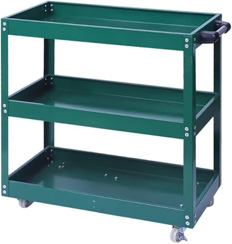 HYGRAD 3 Tier Tool Storage Trolley Rolling Cart Heavy Duty Garage Trolley Tool Organiser Cart On Wheels Mechanics Commercial Use Tool Storage (Green)