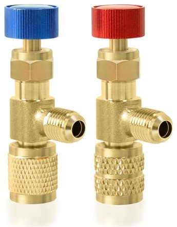 Iruihoo Soupape de Sécurité pour Remplissage de Frigorigène,Kit de 2 Raccords Rapides Compatibles R410A/R22, Adaptateurs 5/16-5/16 et 5/16-1/4 pour Climatisation et Pompe à Chaleur