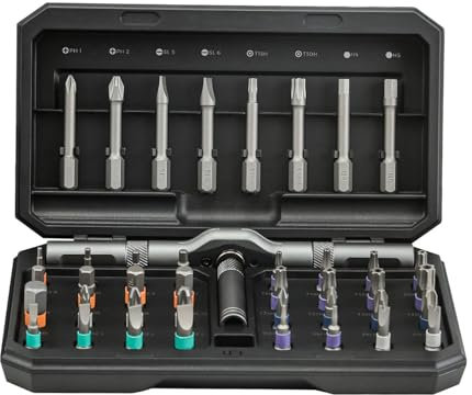 42 in 1 Magnetic Screwdriver Set, DIY Ratchet Screwdriver Set, Multi Bit Magnetic Drive Set with Detachable Ratchet Handle, Portable Compact Repair Tool Kit for Furniture Computer