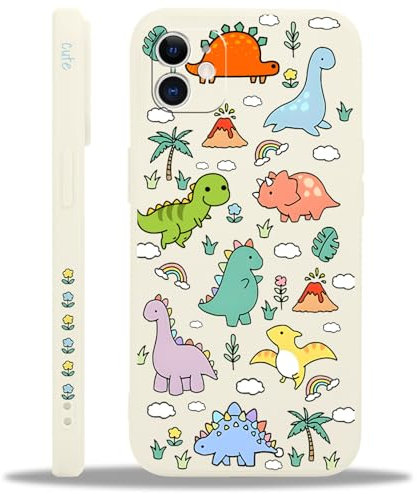 Yoedge Handyhülle für iPhone 11 Hülle, Aesthetic Anime Blau Muster Dinosaurier Design Mädchen Frauen Cover, Dünn Weich Silikon Stoßfest Case Kratzfest Schutzhülle für iPhone11 6,1, Clouds