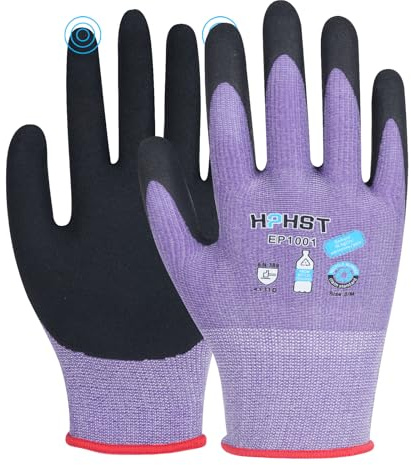 HPHST 3 Paar Latex Beschichtete Frauen Gartenhandschuhe, mit optimaler Griffigkeit & feinem Tastgefühl umweltfreundliche Schutzhandschuhe für Haus- Gartenarbeit Lila (L)