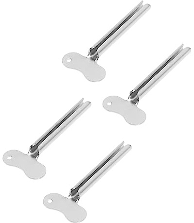 DEARMAMY Praktisches Quetschwerkzeug und Kleiner Loch Design zum Aufhängen Tubenquetscher 4 Stück Packung aus Edelstahl mit Starker Struktur für Zahnpasta und Cremes