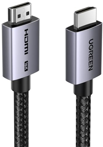 UGREEN 16K HDMI Kabel, 16K@60Hz, 8K@240Hz, 96Gbps, Aluminiumgehäuse, 2M | Ultra High Speed, Dynamic HDR,eARC, VRR, HDCP 2.3, Dolby Atmos, kompatibel mit PC, Laptop, Monitor, PS5, Xbox, TV, Soundbar