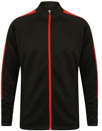 Finden & Hales Mens Contrast Panel Knitted Tracksuit Top (XS) (Black/Red)