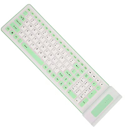 SUNGOOYUE Silikon-Tastatur, Wasserdicht, Staubdicht, öldicht, Leise Rollup-Tastatur mit USB- und PS 2-Schnittstellenkonvertierung, für PC, Laptop, Notebook in Rauer Umgebung (Cyan)