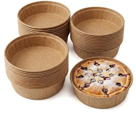 50 Stück Mini Kuchenformen Papier,Verdicket Törtchenformen mit Durchmesser von 12 cm, Unbleich & Hitzebeständig, Quicheform für Party & Weihnachten & Hochzeit