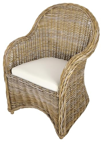 Kobolo Rattansessel Boston NEW Korbsessel aus Rattan 60x58x87 cm Grau
