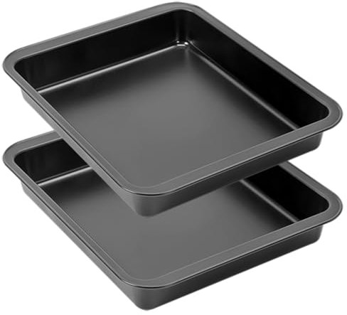 Space Home - Molde de Horno Cuadrado - Bandeja para Hornear - Bandeja Cuadrada para Brownies, Sándwiches, Molde para Tartas - Acero al Carbono - Antiadherente - 22 x 23 cm - Set de 2
