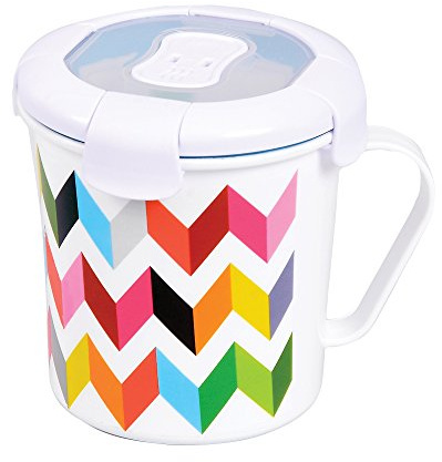 French Bull 23 oz Soup Mug With Handle and Vented Lid Food Storage-Cool Grip Leak Proof Dishwasher and Microwave Safe Lunch Travel Airtight (Ziggy)