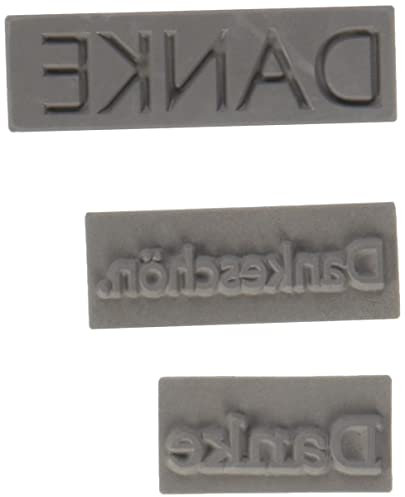 RAYHER HOBBY Rayher 34262000 Reliefeinlage Danke, Seifengießen, 30x15 mm, 40x15 mm, 50x15 mm, SB-Btl 3 Stück, Farblos