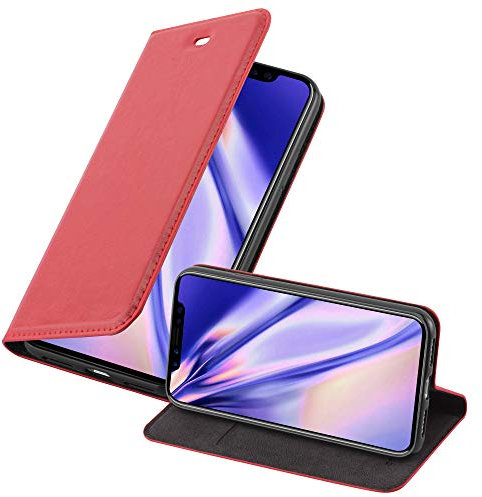 cadorabo Book Case works with Apple iPhone X/XS in APPLE RED - with Magnetic Closure, Stand Function and Card Slot - Wallet Etui Cover Pouch PU Leather Flip