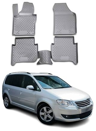 OMAC Gummimatten Fußmatten kompatibel mit VW Touran 2003-2015 TPE Automatten Grau 4X