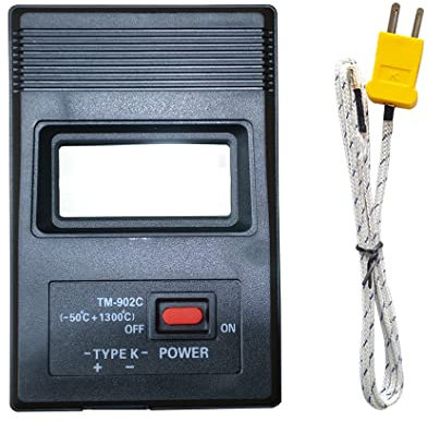 Mengshen Misuratore di temperatura digitale (da -50 a 1300 ° C), termometro di tipo K + sonda, TH07