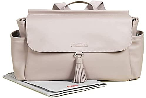 Skip Hop Greenwich Simply Chic Convertible Rucksack Portobello, umwandelbar zur Cross Messenger Schultertasche, inklusive Wickelauflage, grau