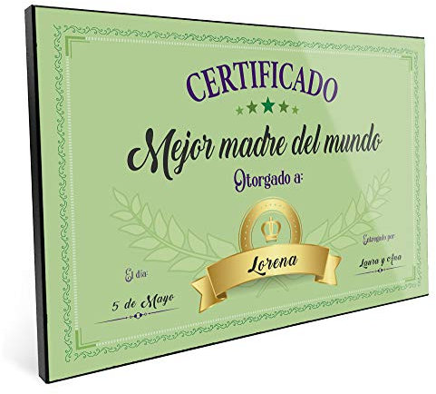 LolaPix Diploma Personalizado. Regalos Personalizados. Placa de Madera. Tamaño 20x30cm. Varios diseños. Modelo CLÁSICO