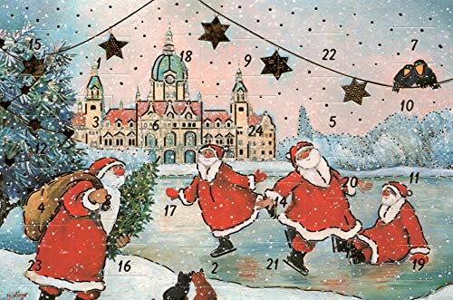 Adventskalenderkarten 3 Stück Hannover Nostalgie Weihnachten Grußkarten Goldprägung Kunstkarte Weihnachtsgruß
