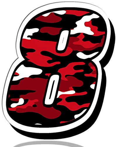 Biomar Labs® Startnummer Nummern Auto Moto Vinyl Aufkleber Sticker Rot Tarnung Camouflage Motorrad Motocross Motorsport Racing Nummer Tuning 8, N 228