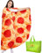 Pizza Decke 180cm Doppelseitig, Riesen Runde Neuheit Pepperoni Wohndecke Weiche Warme Flanell Kuscheldecken Realistische Essen Plüsch Handtücher Kreative Geschenke für Kinder Familie
