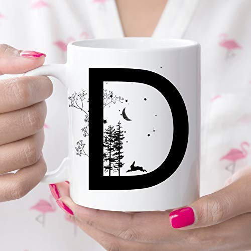 D Initial Monogram Coffee Mug Letter Cup