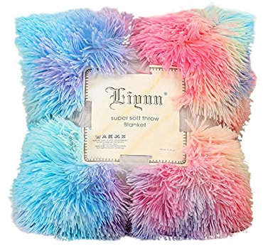 Galatée Elegante und romantische Decke, bequem, Regenbogenfarben, hochwertig, flauschig, Fleece, 160 x 200 cm – Rainbow B
