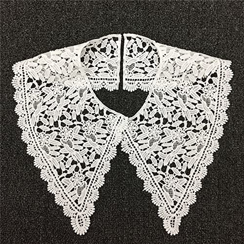 GIVBRO Abnehmbarer Spitzenkragen für Damen, Vintage-Blumenstickerei, künstlicher Kragen, weißes dekoratives Halszubehör für Bluse, Kleid, Pullover und Hemd, Stil 13