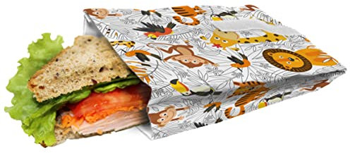 NERTHUS FIH 882 Bolsa para Sandwich Reutilizable Safari, ecológica, Adaptable, facil de Limpiar y Apta para Lavadora