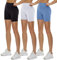 TNNZEET 3er Pack Radlerhose Damen High Waist Sommer Shorts Blickdicht Kurze Sporthose Leggings Hotpants Unter Kleider für Sport Yoga(Hellblau/Schwarz/Weiß, S-M)