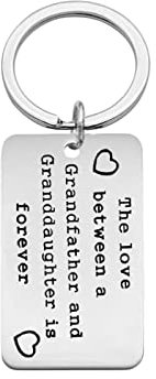 Lieson Schlüsselanhänger Mit Gravur, Auto Schlüsselanhänger Edelstahl Herren Militärplatte Gravur The Love Between A Grandfather and Granddaughter 40x22mm Schlüsselanhänger Silber