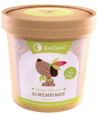 AniCanis Ulmenrinde für Hunde & Katzen - Ulmenrindenpulver - Magen & Darm Übersäuerung Schmatzen & Gras fressen - Futterzusatz - 75g