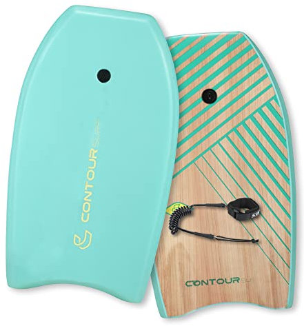 Contour SURF Reed Bodyboard 33 (84 cm) – Für Kinder & Erwachsene Leichter EPS-Kern, Doppelkanal-Design, Dual Swivel Coil Leash – Für alle Wellen-Levels.