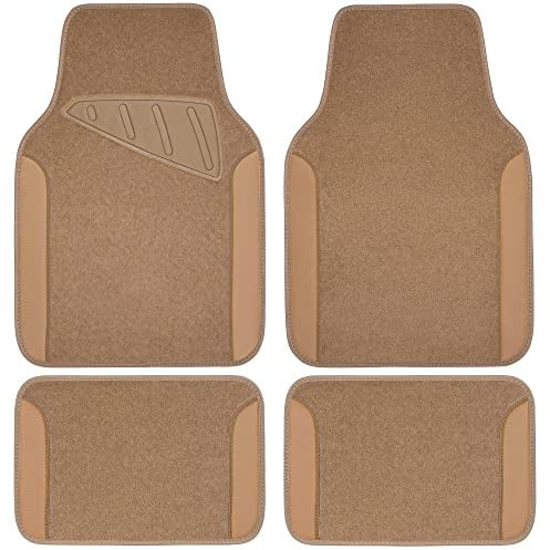 CAR PASS Wasserdicht Auto Fußmatten, Universelle Passform für SUVs Vans Limousinen LKWs, 4 Stück Reine Farbe Auto Matten für Frauen und Männer(Ganz Beige)
