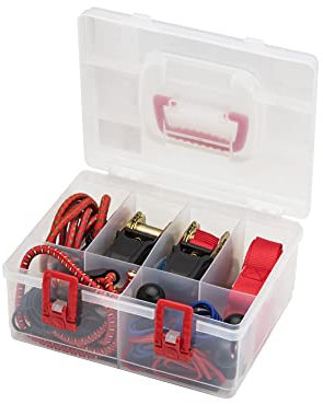 FKS Trailer Spanngurt Set 17 teilig im Kunststoffkoffer Universal, Gepäckspanner, Spanngummi, Planenhalter, Ladungssicherung, Schnellspanner, Expander