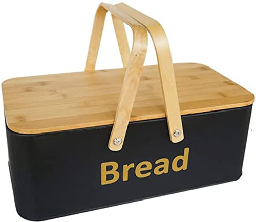 ABGRC Küche Brotkästen Tragbarer Brotkasten, moderner Brotkasten mit Holzdeckel und Griff, multifunktionaler Vorratsbehälter, Brothalter für die Arbeitsplatte Dekor